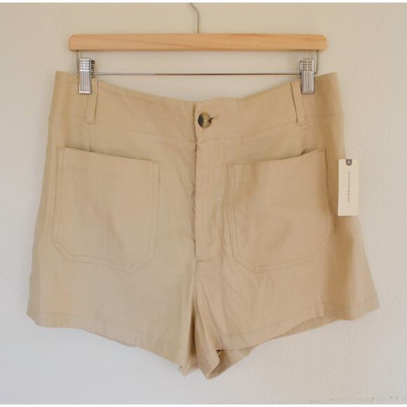Anthropologie Maeve Colette Shorts Neutral Women's 32 High Rise Patch Pockets - Picture 3 of 7